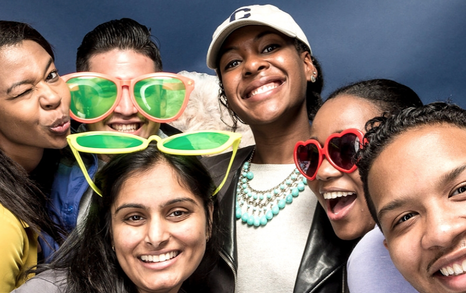 Group of smiling Columbia volunteers