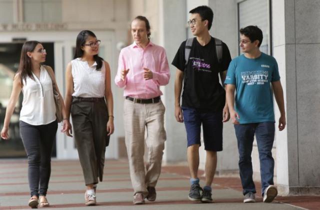 Professor Augustin Chaintreau with Data Science Institute students and colleagues